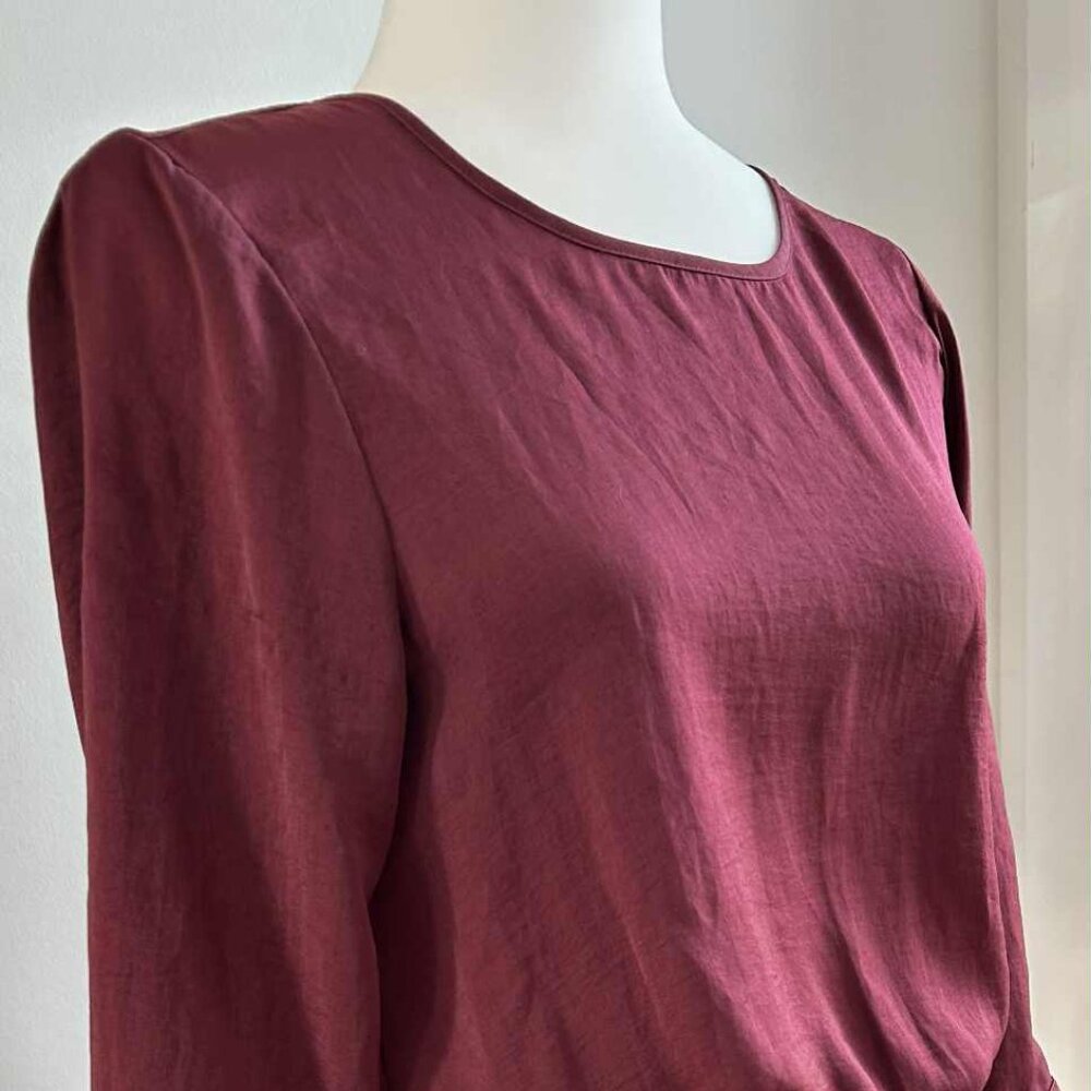 Vero Moda Burgundy Silky Drawstring-Waist Mini Dress with V-Back Bar – EU S